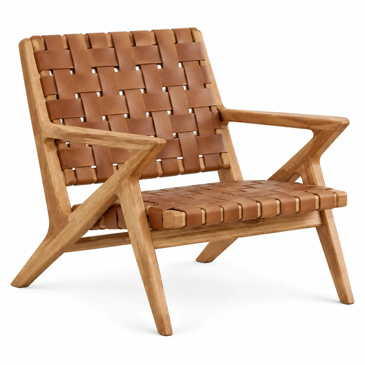 Sillón con estructura abierta con superficie entretejida, marrón