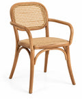 Silla con respaldo con detalles de entramado, marrón