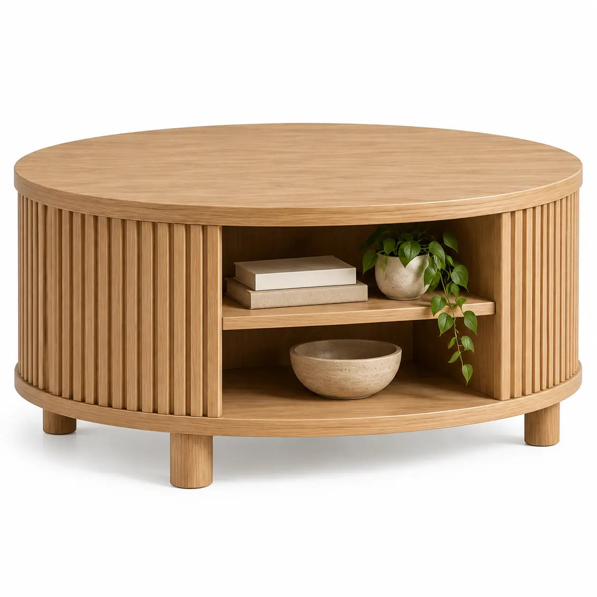Mesa de centro de contorno redondeado, marrón