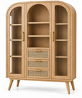 Vitrina de almacenamiento con formas arqueadas y estantes, marrón